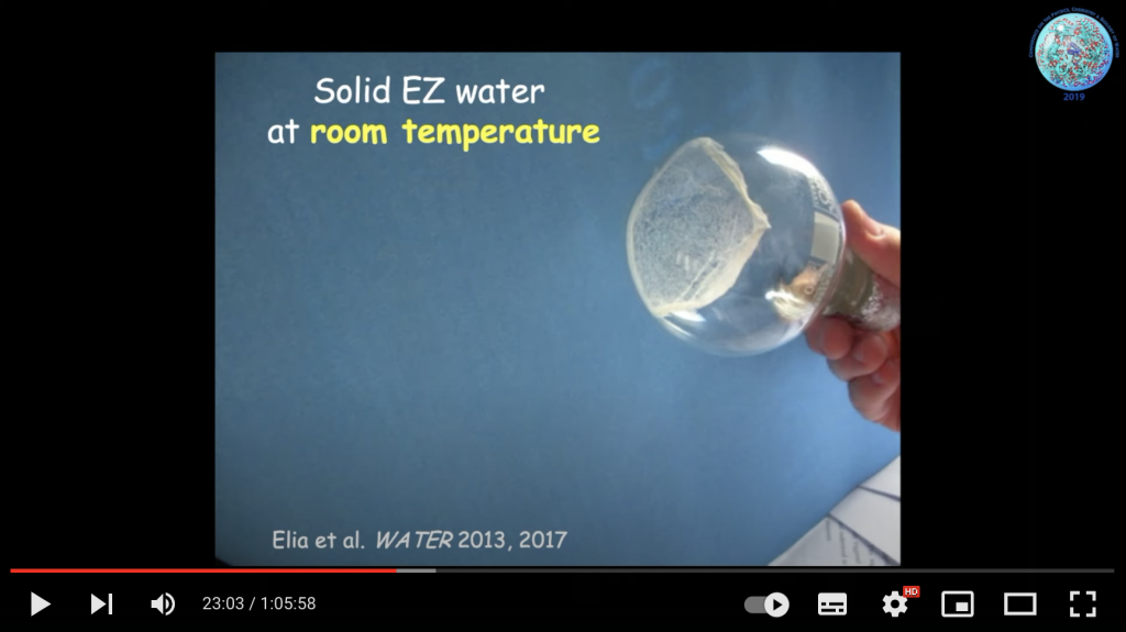 Solid EZ water at room temperature